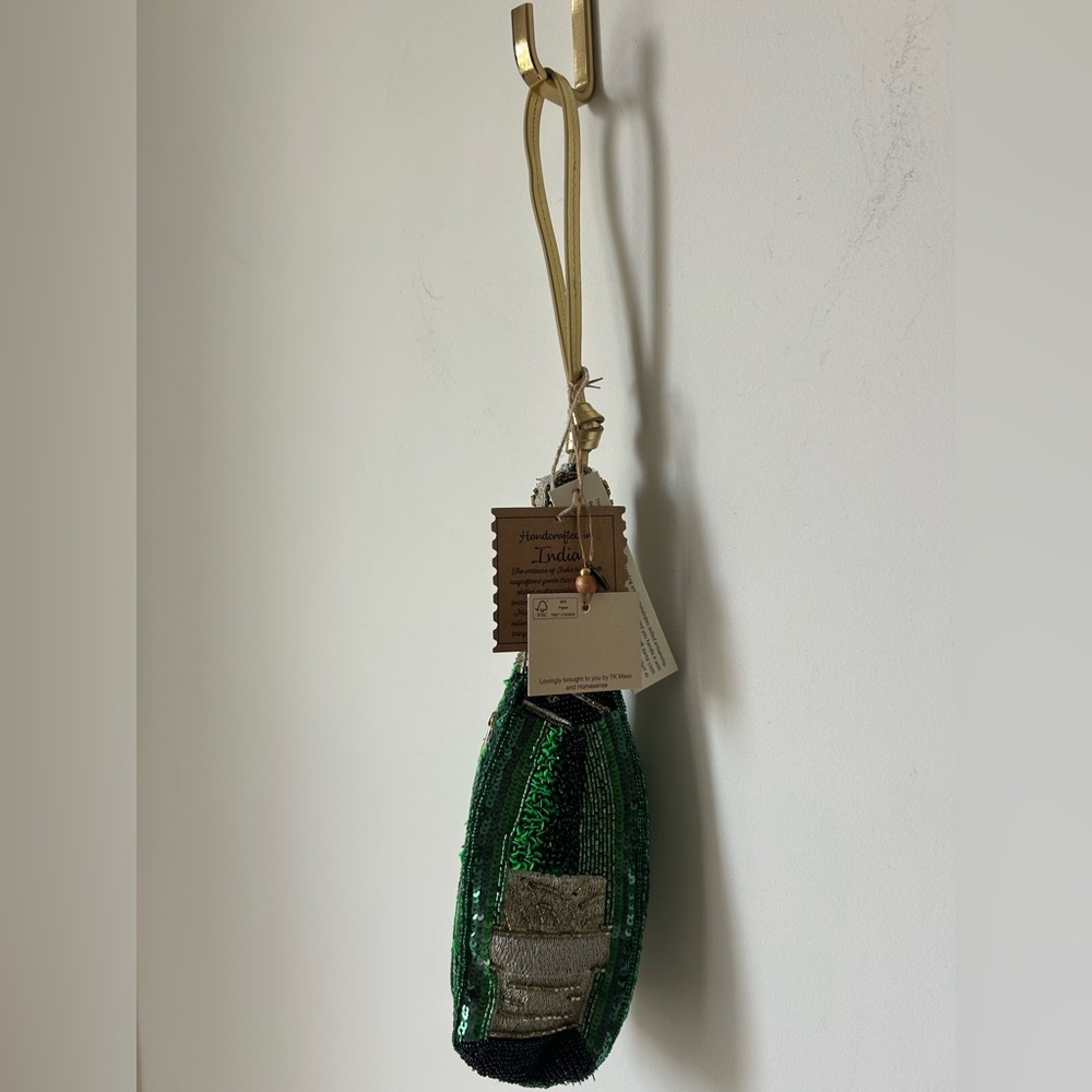 Viral Beaded Champagne Bottle Sequin Clutch Statement Bag